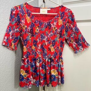 Maeve by Anthropologie floral peplum blouse